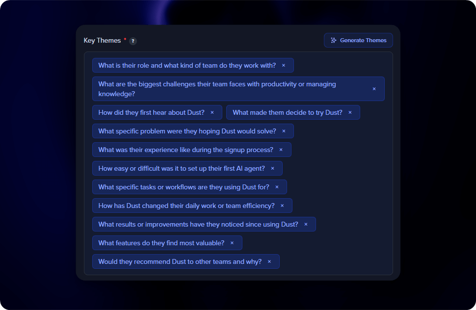Interview focus with key themes