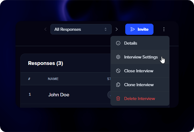 Accessing Interview Settings from the menu